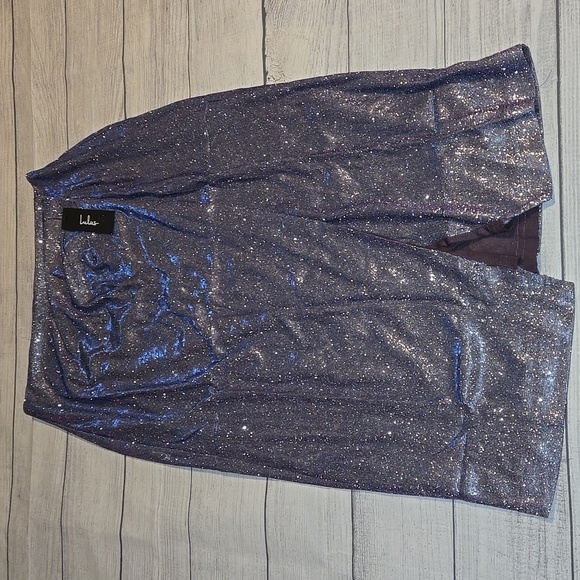 Lulus Faux Wrap Shimmer Midi Skirt Purple Sizes S and L NWT - Picture 1 of 8